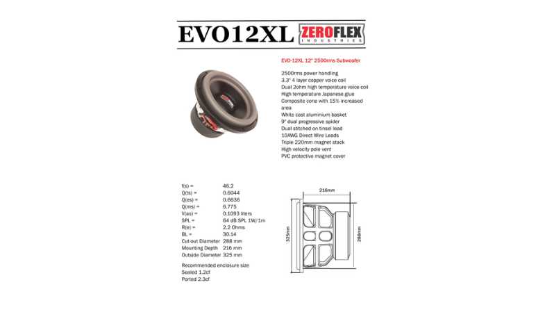 EVO-12XL 12'' 2500 RMS Subwoofer